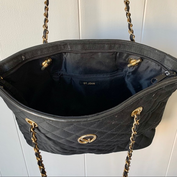 St. John Black Quilted Shoulder Bag - Picture 4 of 5